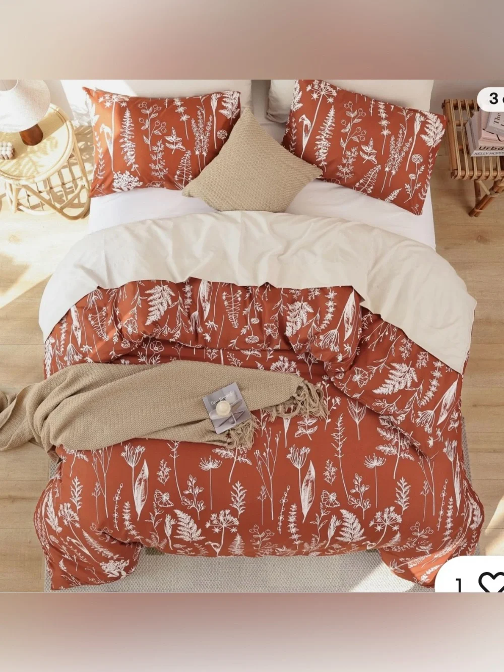 Terracotta Floral Comforter Set